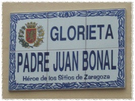 La ciudad de Zaragoza dedica una glorieta al padre Juan Bonal