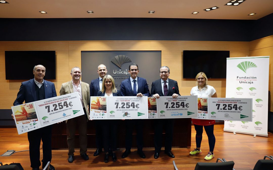 Fundación Unicaja y El Corte Inglés entregan la recaudación obtenida en la Carrera Urbana Ciudad de Málaga a las asociaciones beneficiarias
