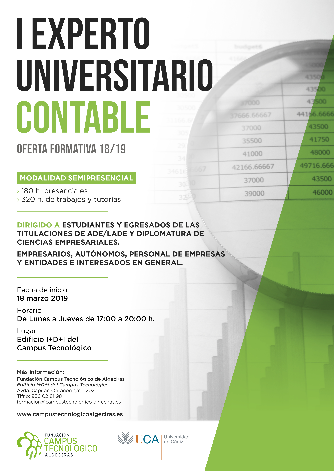 La Fundación Campus Tecnológico y la UCA amplían su oferta formativa 18/19 con un nuevo curso de Experto Contable