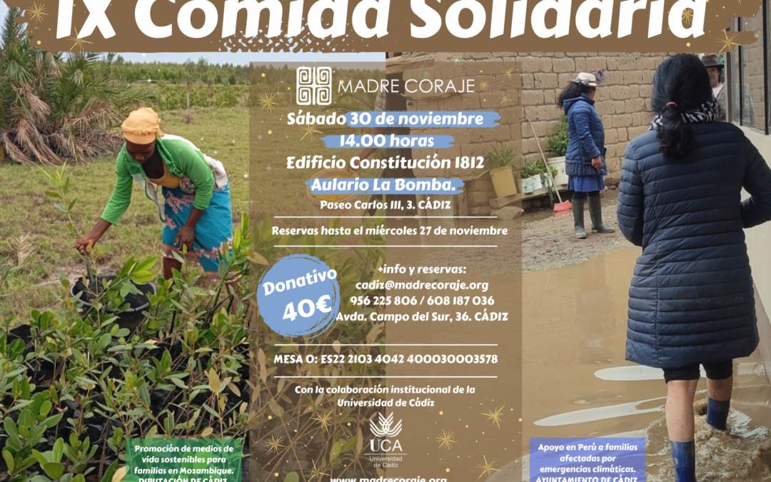 Desde Cádiz al mundo: Madre Coraje celebra su IX Comida Solidaria el próximo 30 de noviembre